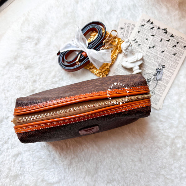 Vintage CELINE 1990s Macadam Makeup Bag - Brown 012