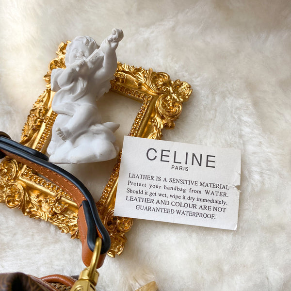 Vintage CELINE 1990s Macadam Makeup Bag - Brown 004