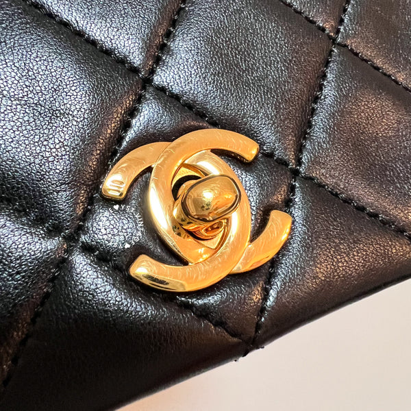 Vintage Chanel Mini Flap Turn-Lock Bag - Black 002 (Code: 046400)