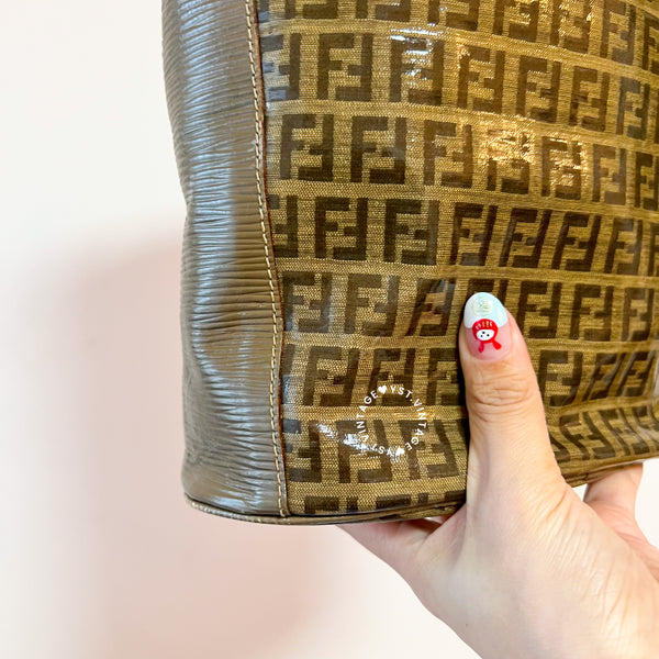 Vintage Fendi Zucca Bucket Bag - Beige