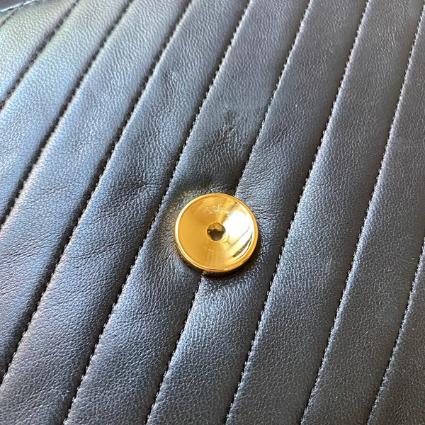 Vintage Chanel Single Flap Bag - Navy x Gold