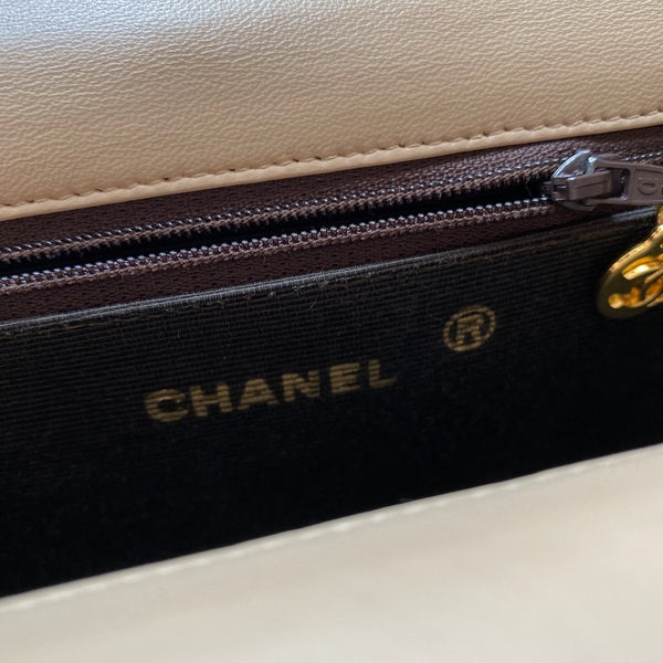 Vintage Chanel Double Flap Bag - Light Beige