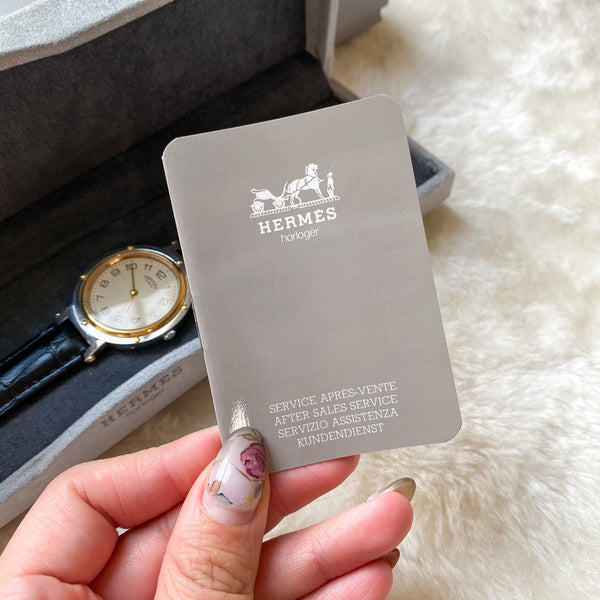 Vintage HERMÈS Clipper Quartz Watch 1990s - Stainless Steel and 18K Gold Plated