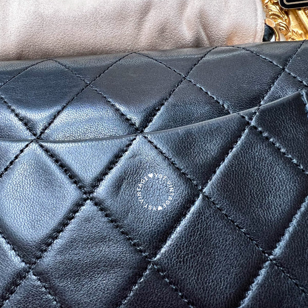 Vintage Chanel Mini Square Flap Bag - Black x Gold