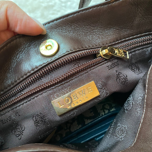 Vintage Loewe Anagram Tote Bag - Chocolate Brown
