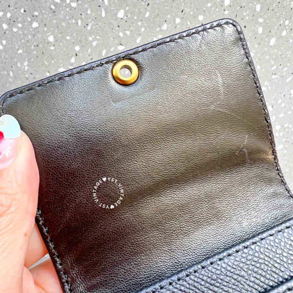 Vintage Chanel Caviar Coco Lock Card Holder - Black