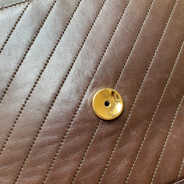 Vintage Chanel Single Flap Bag - Chocolate Brown x Gold 002