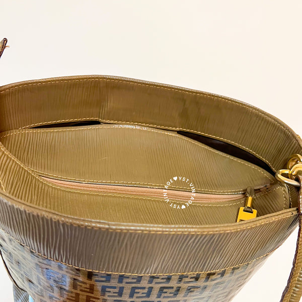 Vintage Fendi Zucca Bucket Bag - Beige