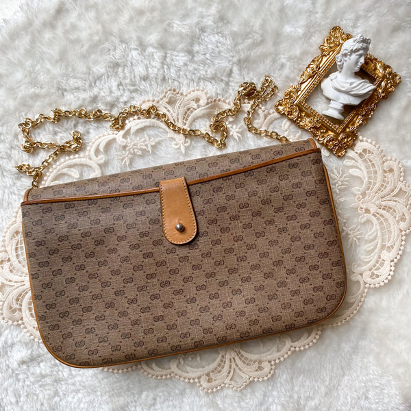 Vintage Gucci 1980s Micro GG 2-way Bag - Milk Tea Brown