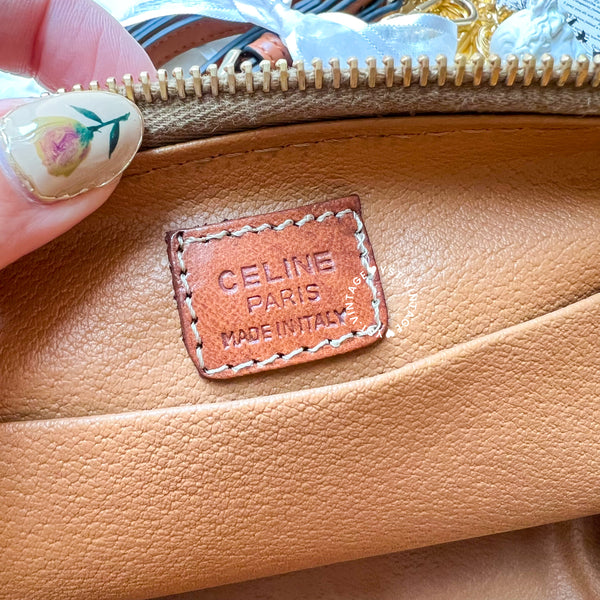 Vintage CELINE 1990s Macadam Makeup Bag - Brown 012