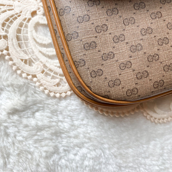 Vintage Gucci 1980s Micro GG 2-way Bag - Milk Tea Brown