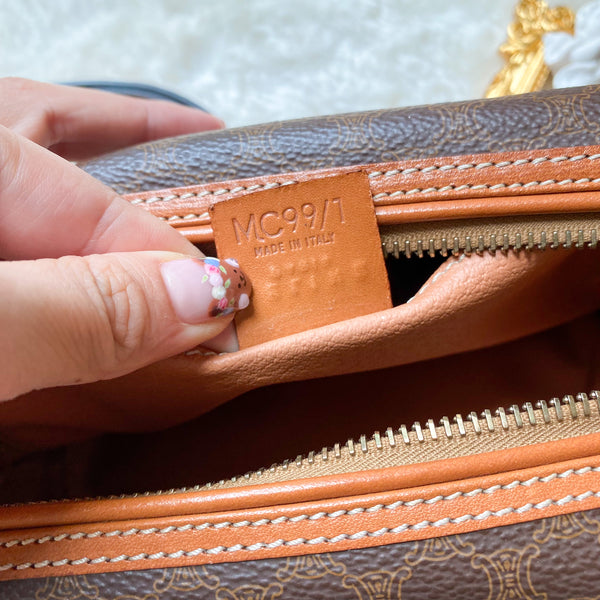 Vintage CELINE 1990s Macadam Makeup Bag - Brown 004