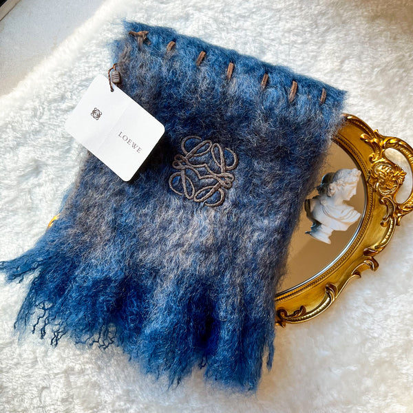 Loewe Mohair x Wool Scarf With Original Box - Ocean Blue
