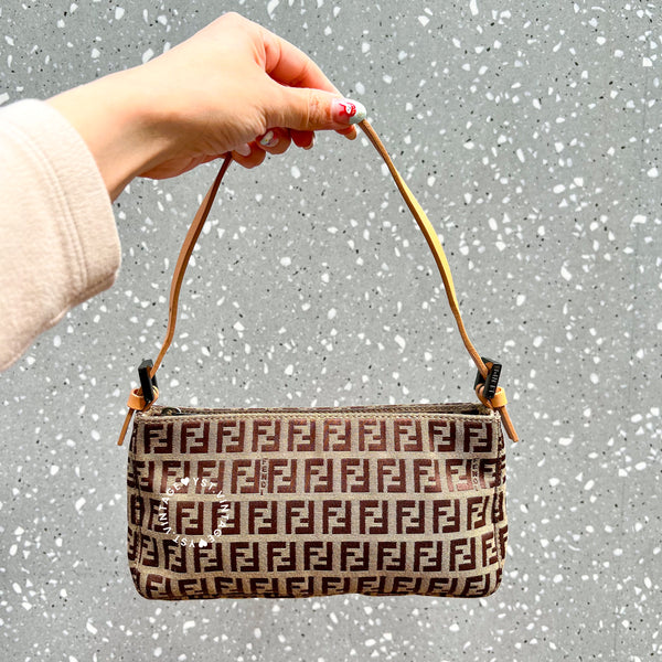 Vintage Fendi Zucca Mini Shoulder Bag - Milk Tea