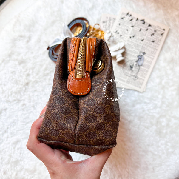 Vintage CELINE 1990s Macadam Makeup Bag - Brown 012
