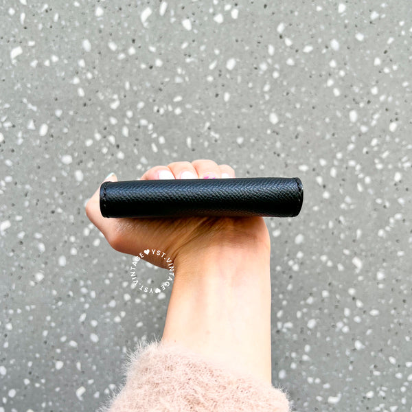 Vintage Chanel Caviar Coco Lock Card Holder - Black