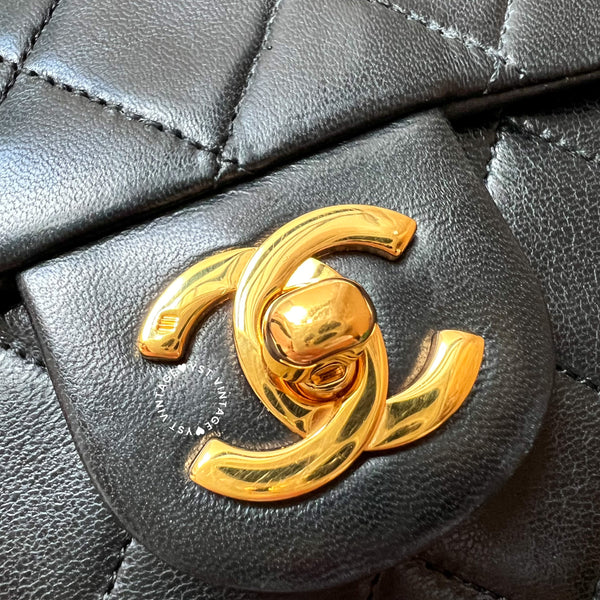Vintage Chanel Mini Square Flap Bag - Black x Gold