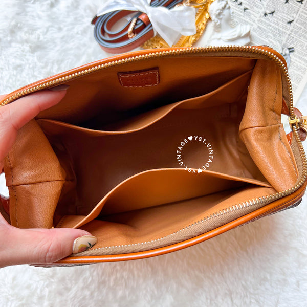 Vintage CELINE 1990s Macadam Makeup Bag - Brown 012