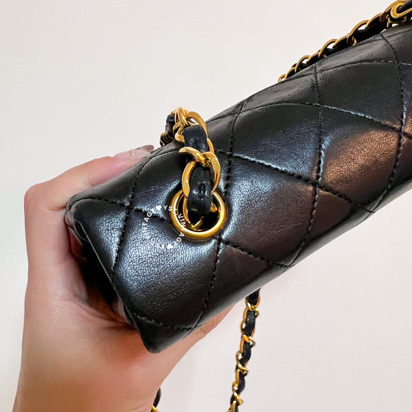 Vintage Chanel Mini Flap Turn-Lock Bag - Black 002 (Code: 046400)