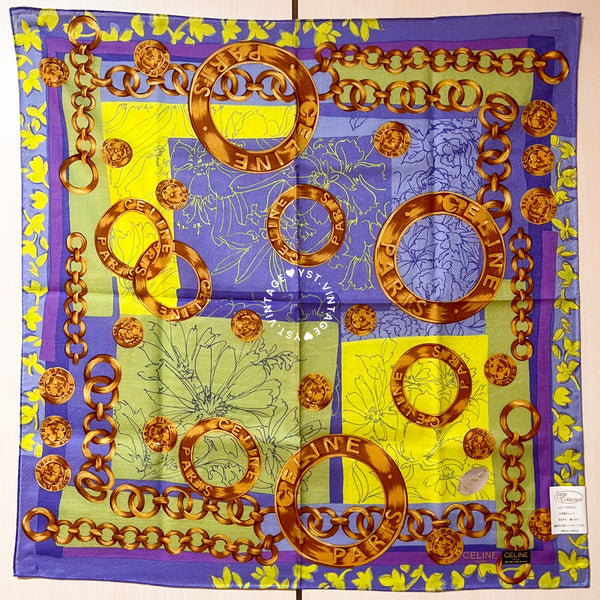 Vintage CELINE Scarf/ Handkerchief With Box (Code: 034100)