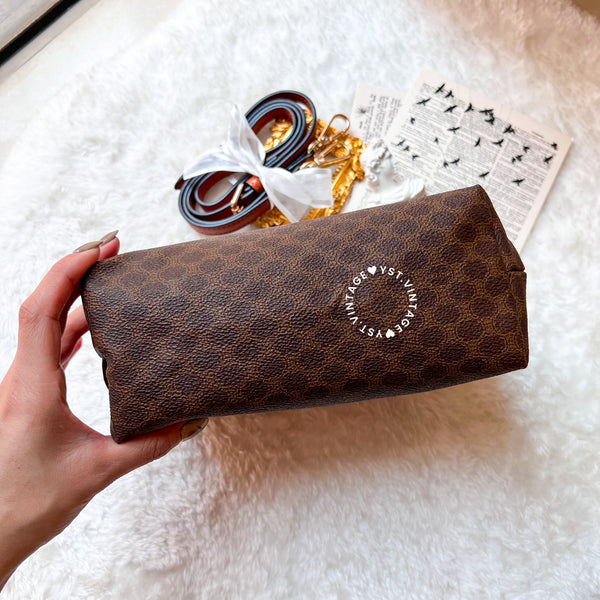 Vintage CELINE 1990s Macadam Makeup Bag - Brown 012