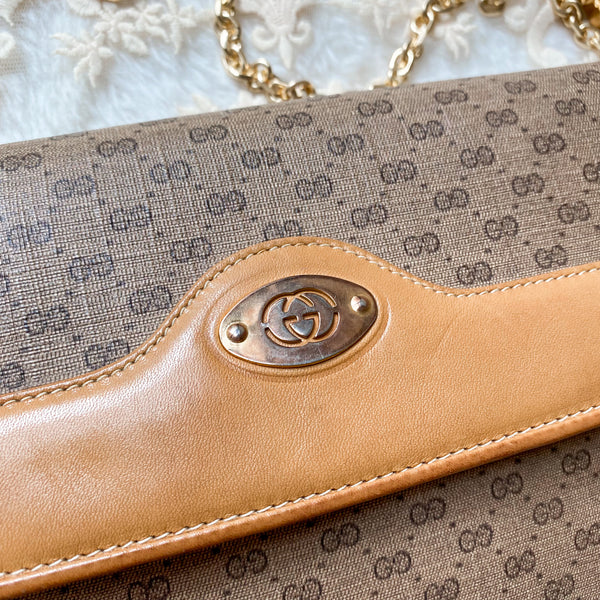 Vintage Gucci 1980s Micro GG 2-way Bag - Milk Tea Brown