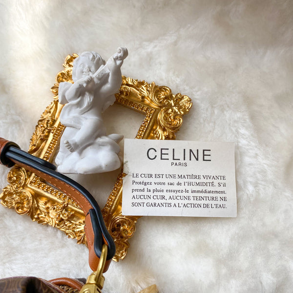 Vintage CELINE 1990s Macadam Makeup Bag - Brown 004