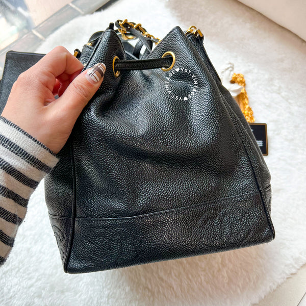 Vintage Chanel Caviar Bucket Bag - Black
