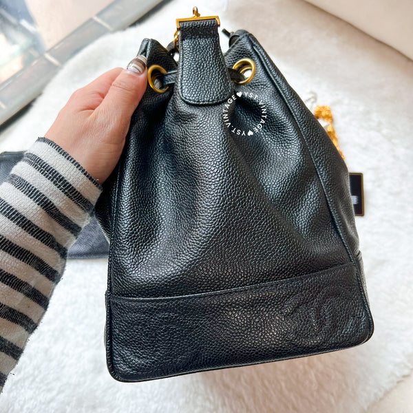 Vintage Chanel Caviar Bucket Bag - Black