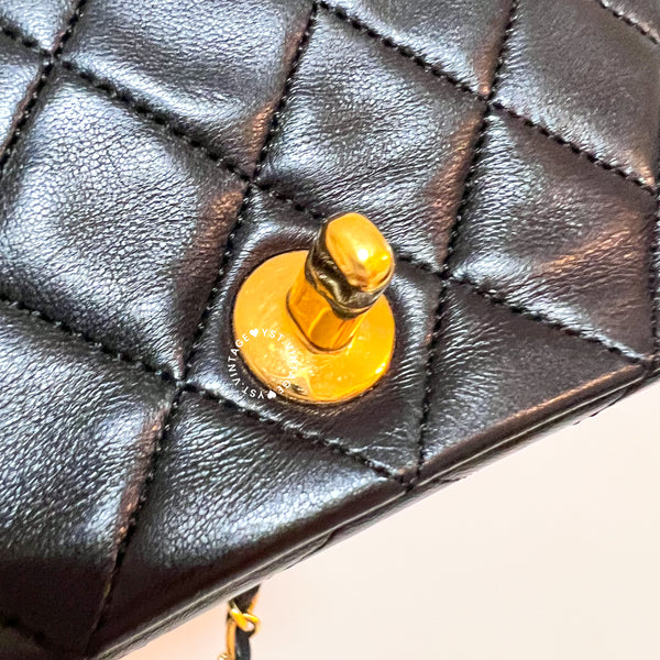Vintage Chanel Mini Flap Turn-Lock Bag - Black 002 (Code: 046400)