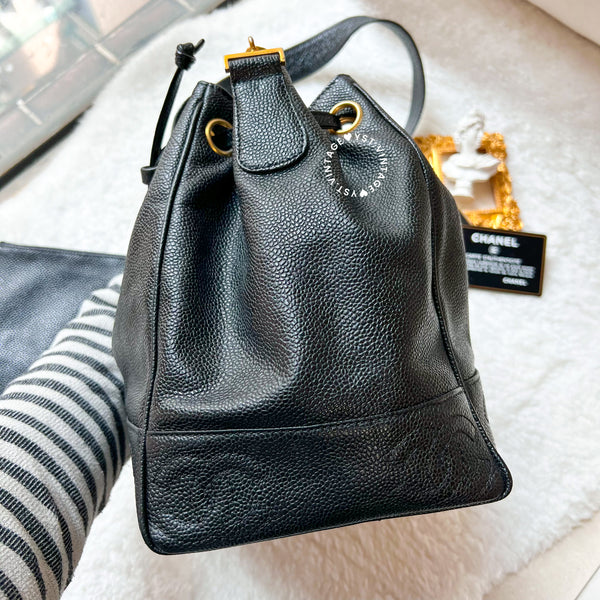 Vintage Chanel Caviar Bucket Bag - Black