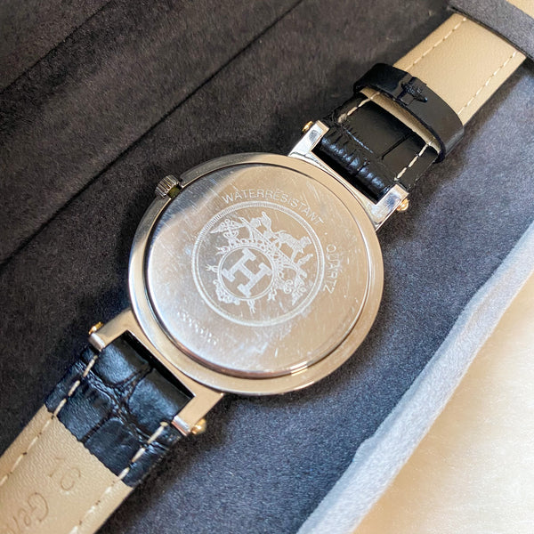 Vintage HERMÈS Clipper Quartz Watch 1990s - Stainless Steel and 18K Gold Plated