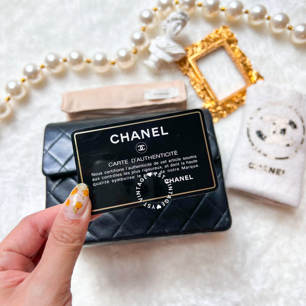 Vintage Chanel Mini Square Flap Bag - Black x Gold