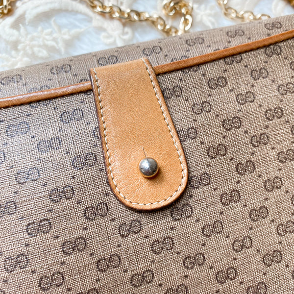 Vintage Gucci 1980s Micro GG 2-way Bag - Milk Tea Brown