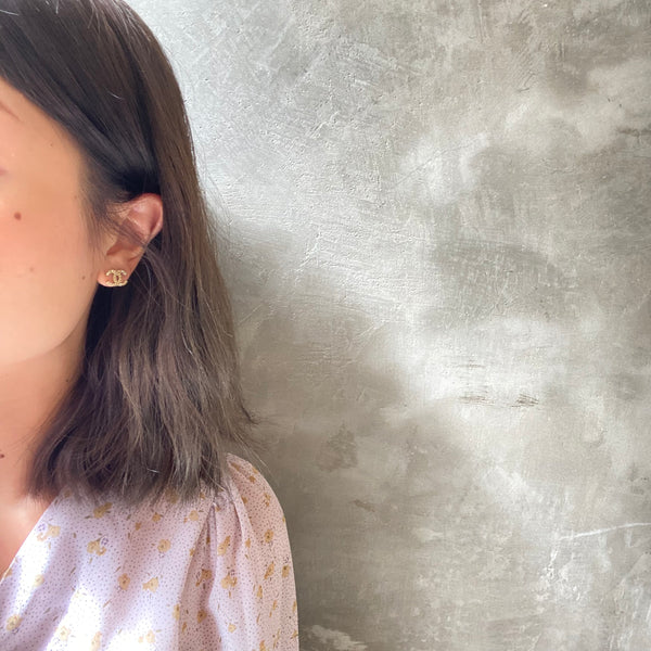 Vintage Chanel Champagne Gold Metal and Rhinestone Coco Mark Earrings