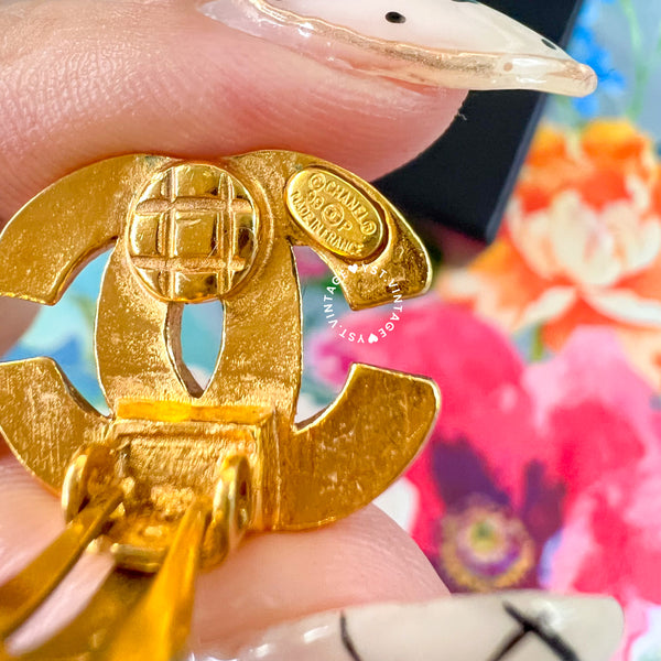 Vintage Chanel 24KGP Coco Mark Ear Clips