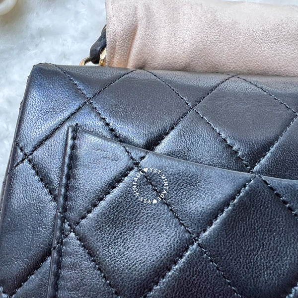 Vintage Chanel Mini Square Flap Bag - Black x Gold