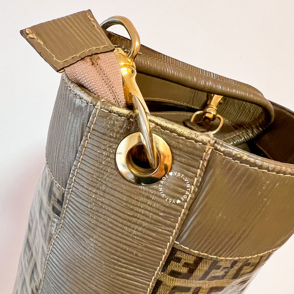 Vintage Fendi Zucca Bucket Bag - Beige