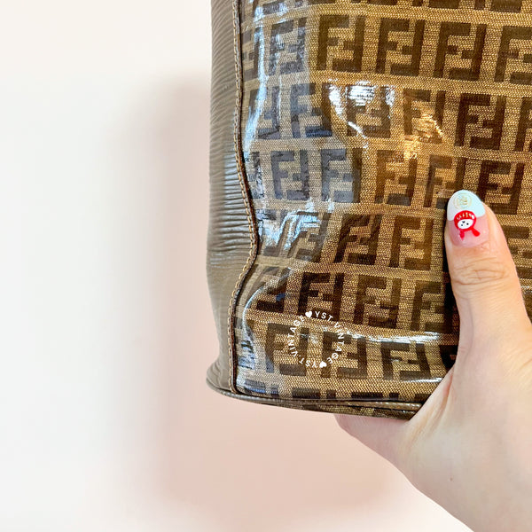 Vintage Fendi Zucca Bucket Bag - Beige