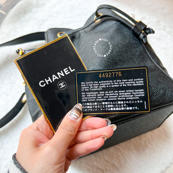 Vintage Chanel Caviar Bucket Bag - Black