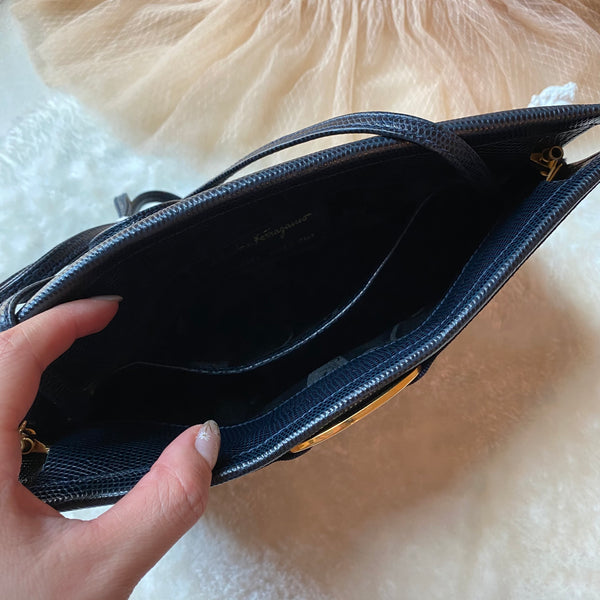 Vintage Salvatore Ferragamo Vara Crossbody Bag - Navy