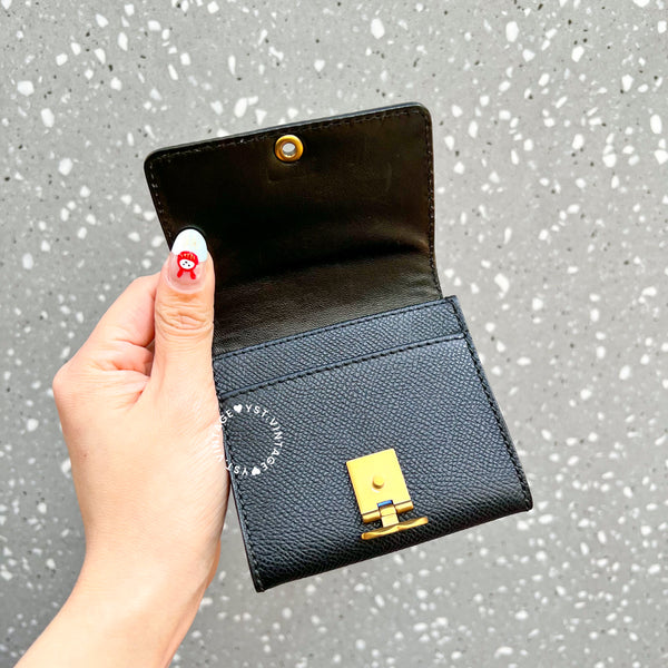 Vintage Chanel Caviar Coco Lock Card Holder - Black