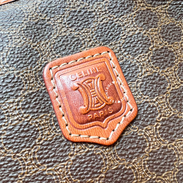 Vintage CELINE 1990s Macadam Makeup Bag - Brown 012