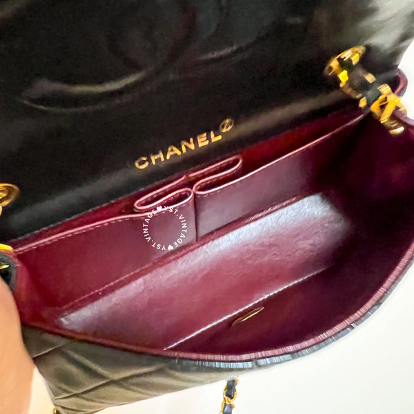 Vintage Chanel Mini Flap Turn-Lock Bag - Black 002 (Code: 046400)