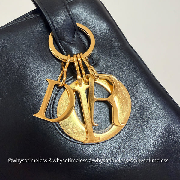 Vintage Lady Dior Shoulder Bag in Calf Leather - Black