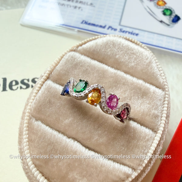 Rainbow Sapphire Zircon Silver Ring