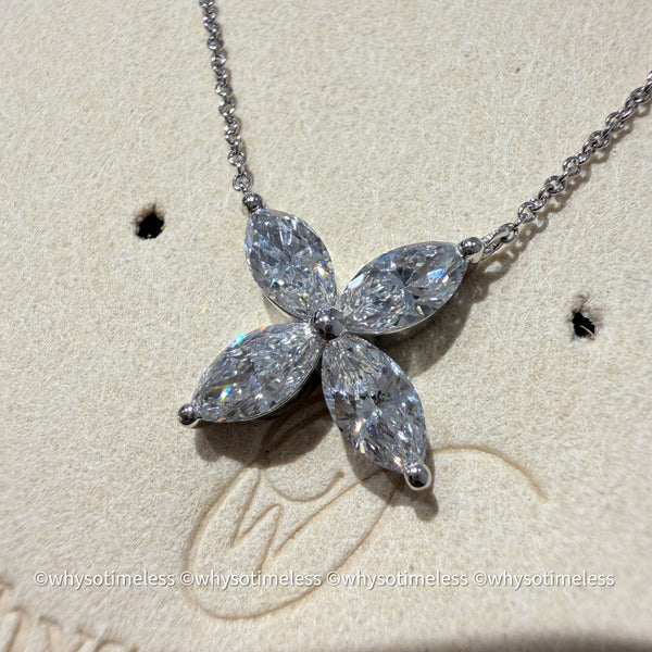 1.21ct Lab Grown Diamond 10K Marquise Brilliant Cut Clover Necklace