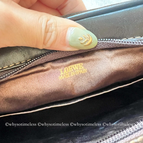 Vintage Loewe Suede Shoulder Bag - Brown