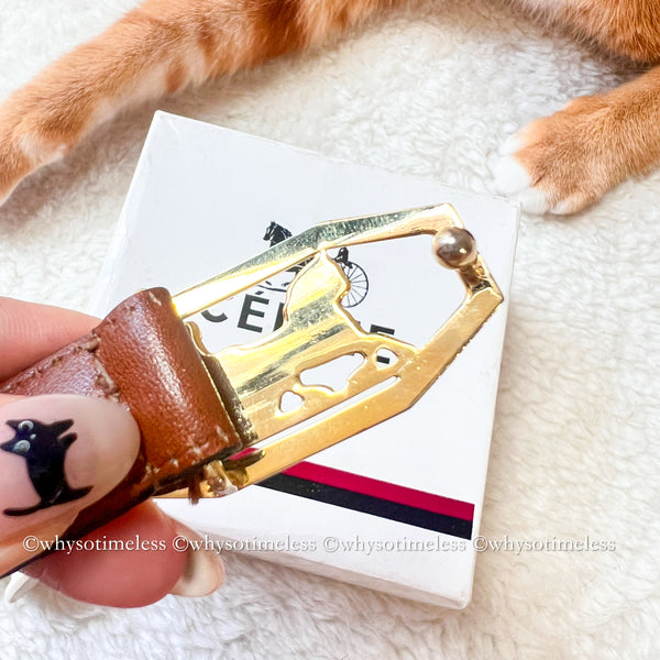 Vintage CELINE Sulky Belt - Brown*Gold With Original Box