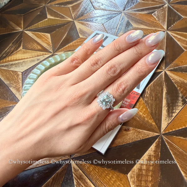 2.26ct Natural Cushion Cut Aquamarine Silver Ring